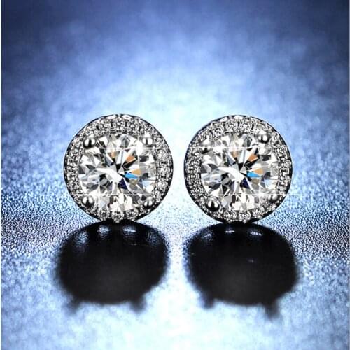 Simulation Moissanite round bag earrings ladies temperament one carat earrings fashion earrings