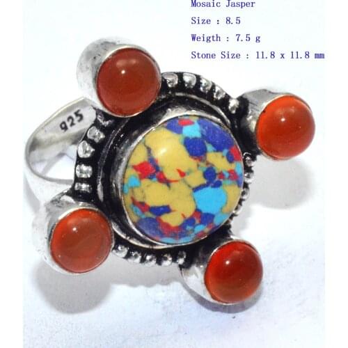 Genuine Labradorite Moonsone Biwa Pearl Sapphire Botswana Agate Black Onyx Selenite Ring Silver Copper , Size : 8.5 & 8.75