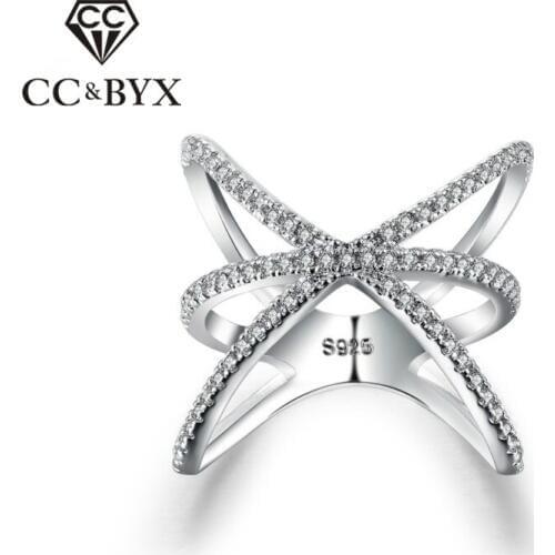 Punk Rock Star Cubic Zirconia Rings For Women S925 Silver Color Party Ring Fashion Jewelry Bijoux Bague Femme Accessories CC237