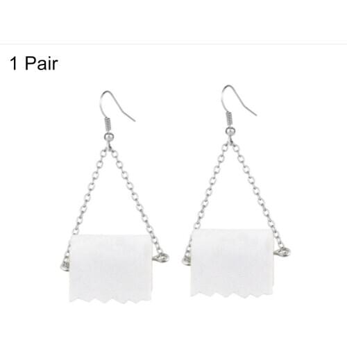 1 Pair European Style Fashion Geometric Toilet Paper Earrings Eardrop Electroplating Earring Jewelry For Woman Girl