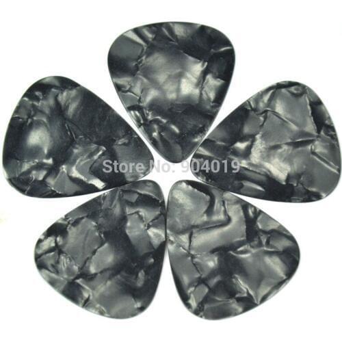 Lots of 100 pcs New Thin 0.46mm Guitar Picks No Print Pearl Black Celluloid