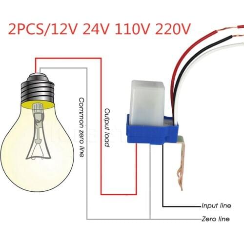 2PCS AC DC 10A Photoswitch Photocell Street Light Lamp Auto On Off Sensor Switch 12V 24V 110V 220V