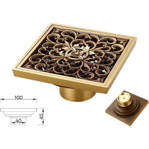 2Pcs/Lot 4" (10*10CM) Brass Floor Drain Shower Drainer Deodorized Short Deodorizer T Type