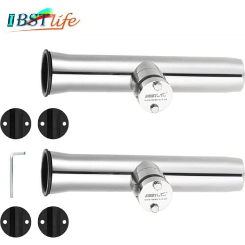 2PCS stainless steel 316 fishing rod holder rack pole bracket support with clamp on 19 to 32mm marine boat hardware