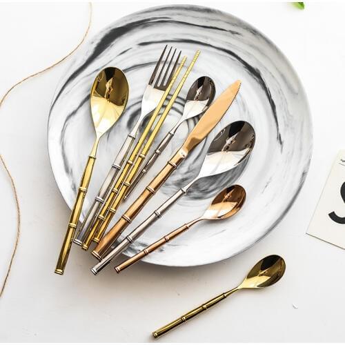 24pc Stainless Steel Western Gold Plated Cutlery Set Noble Fork Knife Dessert Dinnerware Kitchen Food Tableware Pure Gold Coffee