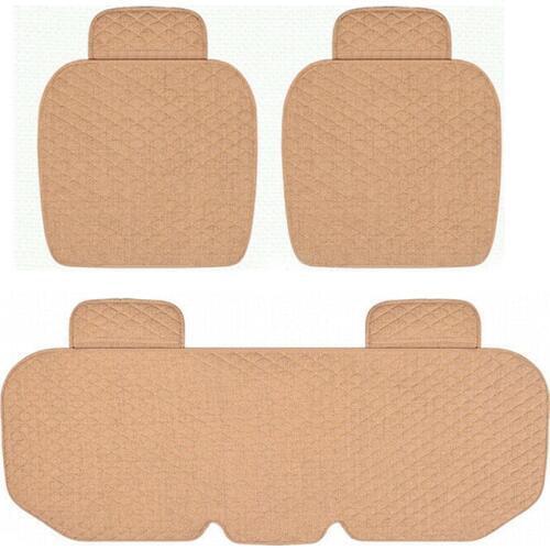 3PCS Linen Fabric Car Seat Cover Breathable Four Seasons Front Rear Flax Cushion Breathable Protector Mat Pad Auto accessories