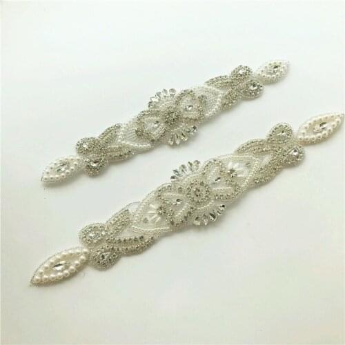 Wedding Dress Rhinestone Belt Accessories Bridal Girdle Accessories Waist Decoration Applique Patches Silver Beads Stone Patches