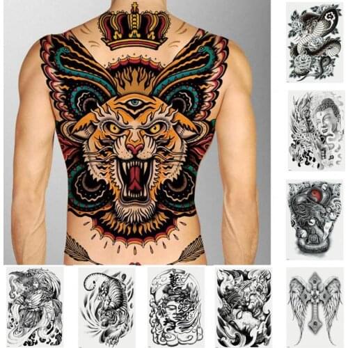 Large Stickers Dragon Tattoo Men Very Nice God Tiger Devil Hells Angels Tato Fashion Cool Stuff