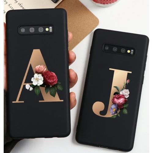 Case For Samsung Galaxy Note 9 8 10 20 Ultra Pro S8 S9 S10 Plus Case Gold Letters Flower Shell Phone Case Soft Silicone TPU Capa