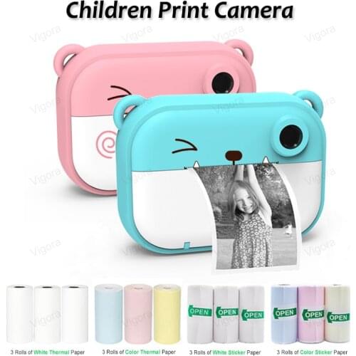Kids Instant Print Camera Mini Digital Selfie Camera Toys For Kids 1080P HD Video Dual Lens Camera For Kids 2.4inch Color Screen