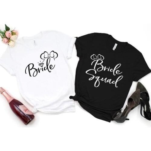 Aesthetic Female O Neck T-shirt Casual Women Top Tees Dropship Bride Squad Women Shirts Fashion Bachelorette Party Tshirt