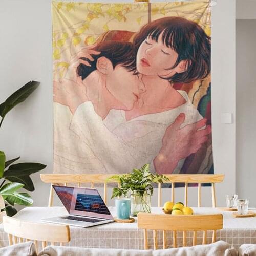 Tapestry White Black Wall Hanging Bohemian Gypsy Psychedelic Tapiz Witchcraft Astrology Tapestry wall decoration Living room