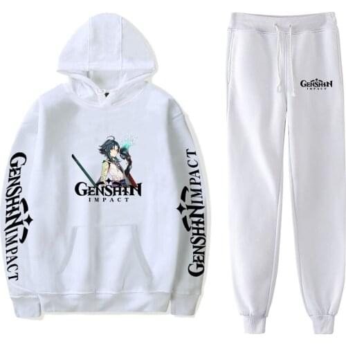 2021 Hot Game Genshin Impact Printing Two Piece Set Men Women Hoodie Sweatshirt Pants Suit Casual Tracksuit Streetwear Pullover