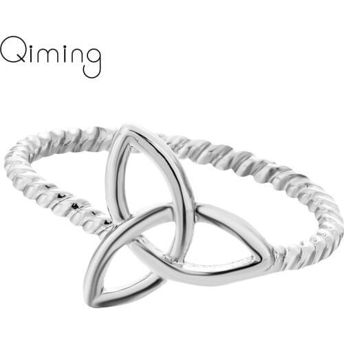 Korean Jewelry Knot Ring For Girls Rotating Pattern Wedding Rings For Women Triangle Geometric Best Friend Finger Toe Ring Gift