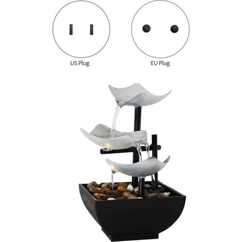 Indoor 3-Tier Tabletop Fountain, Automatic Pump with Power Switch, Extra Deep Basin with Natural Feature