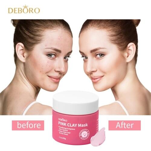 60g Pink Mud Mask Deep Cleansing Mask Shrink Pore Removal Blackhead Moisturizing Peel Mask Facial Skin Care