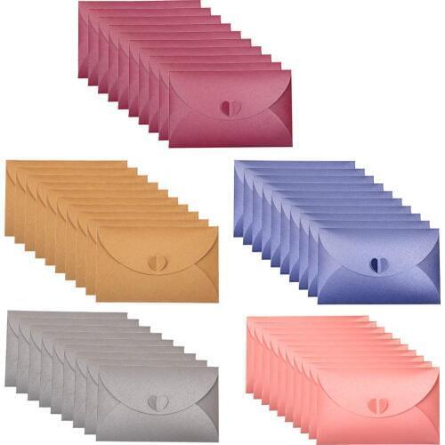 50 Pcs Handmade Mini Gift Card Cute Post Card Heart Clasp Kraft Paper Envelopes Shining Colorful Envelopes Envelope Holders