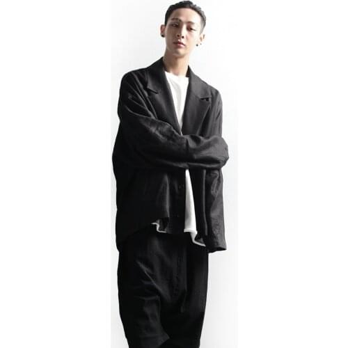 Mens suit coat casual loose mens casual suit single breasted coat linen coat handsome large size coat