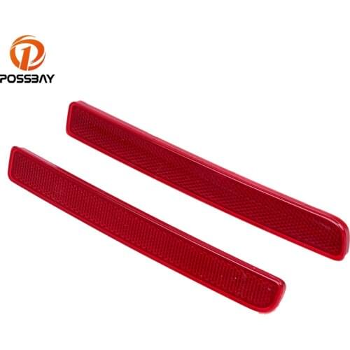 POSSBAY Red Lens Car Rear Bumper Reflector Red for Land Rover Discovery 3 2004-2009 Warning Strip Car Reflector Red