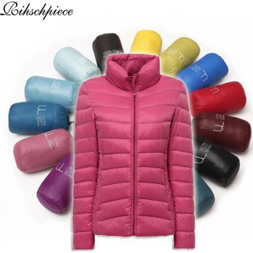 Rihschpiece 2018 Winter Plus Size 3XL Jacket Women Ultra Light Parka Coat Padded Jackets Black Casual Clothes RZF1333