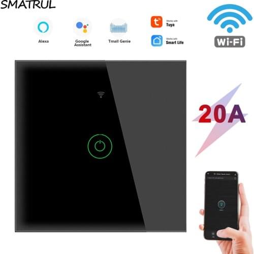 SMATRUL Tuya WiFi Touch Smart Switch EU 20A Power Electrical 4400W APP Voice Timing Remote Control On Off For Alexa Google Home