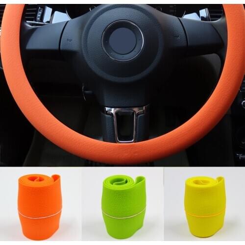 Universal 32cm-40cm Car Steering Wheel Cover Auto Interior Accessories Car-styling Silicone Winter Warm Covers Soft Long Covers