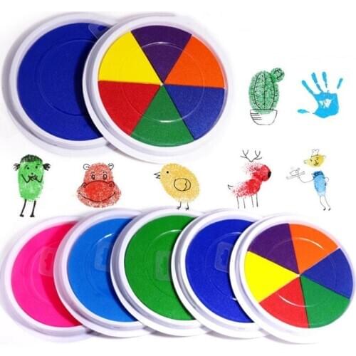 Funny Colored Ink Pad Stamp DIY Finger Painting Craft Cardmaking Large Round for Kids Education Drawing Toys Interactive Toys
