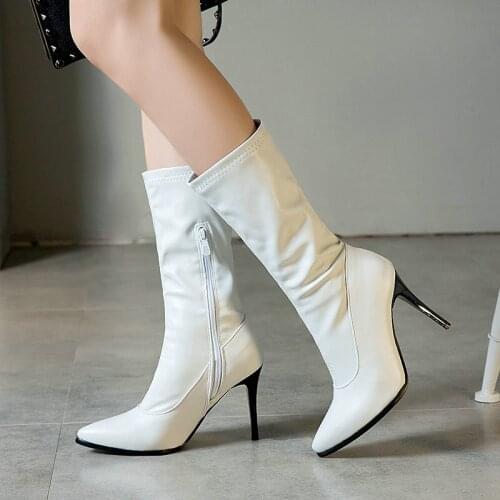 2021 Autumn Winter Female New Leopard Print Mid Calf Boots Lady Fashion Stiletto Pointed Toe Short Boots Side Zipper Women Shoes