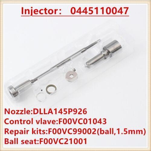 0445110047 injector overhaul kits nozzle set DLLA145P926 valve kit F00VC01043 suit 0986435017 0986435018