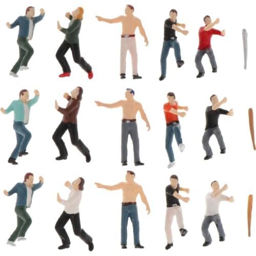 1:64 Miniature Fights Men Model Characters Building Layout Diorama Table Decor