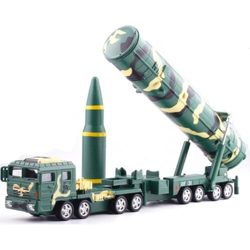 1:64 Military Car Model World War Dongfeng DF31A intercontinental Ballistic Missile Pull Back Light Sound Gift Kids Toy