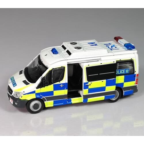 1:76 Diecast Alloy Hong Kong FSD Police Car Fire Department Ambulance Model Simulation Retro Vehicle Metal Traffic Collection