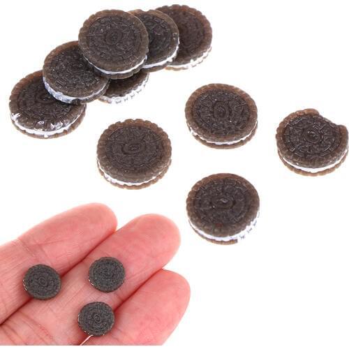10pcs/lot 1:12 Kawaii Chocolate Cookies Miniature Dollhouse Kitchen Decoration Bakery Mini Food Pretend Play Toys