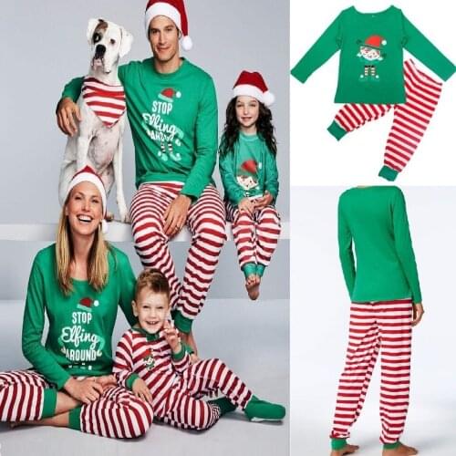 Striped Christmas Pajamas Set Family Matching Outfits Look Father Mother & Kids Sleepwear Mommy and Me Xmas Pjs Clothes 3XL 4XL