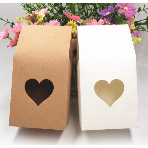 24pcs Kraft paper bags/boxes recyclable for wedding/Gift/Jewelry/Food/Candy/tea Packaging bag 8*5*16cm stand up window Paper Box