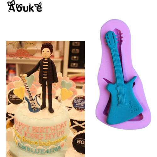 3D Guitar Shape Cake Molds Embossed Liquid Silicone Cake Mold Cookie Biscuit Decorating Fondant Tools DIY Kitchen Cookware C130