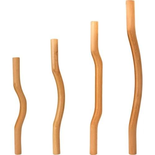 4pcs/set Solid Wood Massage Stick Double Notch Design Pushing Massager Bar Tendon Therapy Back Body Detoxification 38-53cm