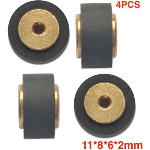 4pcs copper 11*8*6*2mm retractor wheel belt pulley rubber audio pressure recorder cassette deck pinch roller tape Stereo player