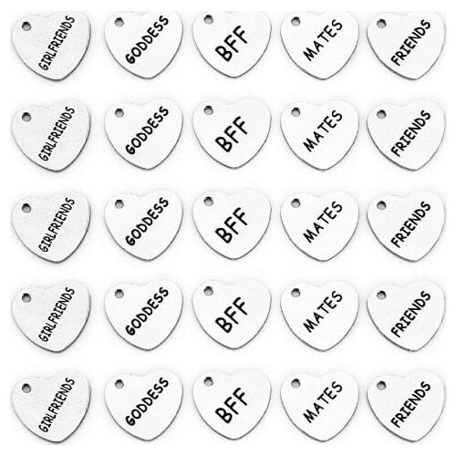 5pcs/lot 14mm heart Dad pendant Metal stainless steel Flat Beads Buddha Beads For DIY bracelet Jewelry Making