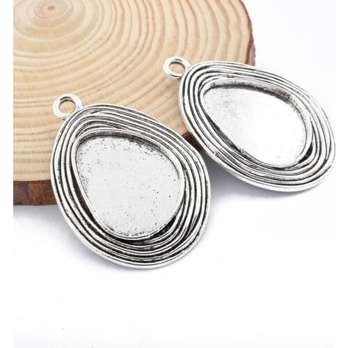 5pcs Fashion Waterdrop Oval Cabochon Base Setting Charms Pendant 30*40mm blank For Necklace Keychain Jewelry Findings Making