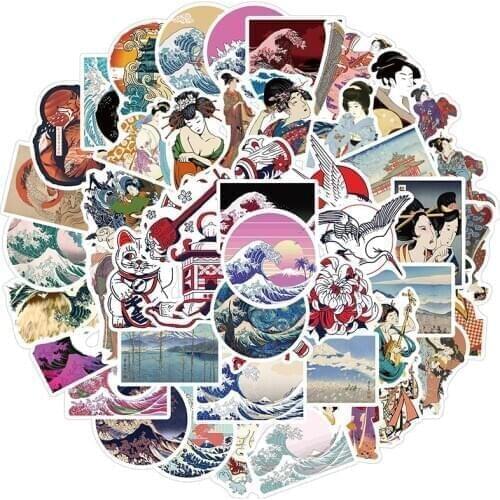 50pcs Surfing Summer Sea Wave Stickers For Laptop Fridge Phone Skateboard Suitcase Waterproof Graffiti Computer Decals Pack