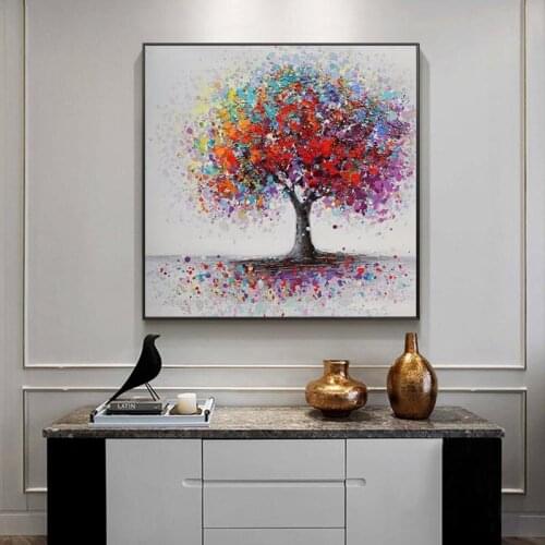 Abstract Trees Landscape Oil Paintings Print On Canvas Colorful Pop Art Canvas Prints Wall Pictures For Living Room Cuadros