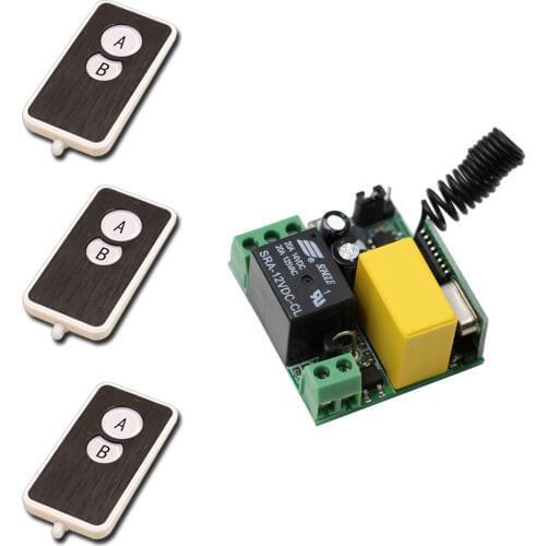 AC 220V 1CH RF Wireless Remote Control Switch System Relay Module Receiver & 3 Transmitter For LED Lamp Light Strips 315/433Mhz