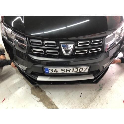 For Dacıa Sandero Front Bumper Attachment Lip 2010-2020 Piano Glossy Black Splitter Diffuser Universal Spoiler Bumper