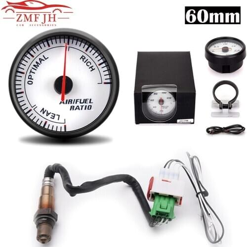 60MM Air Fuel Ratio Gauge With Narrowband O2 Oxygen Sensor Blue Backlight Pointer Display Digital Car Gauge Fit for 4,6,8 cylind