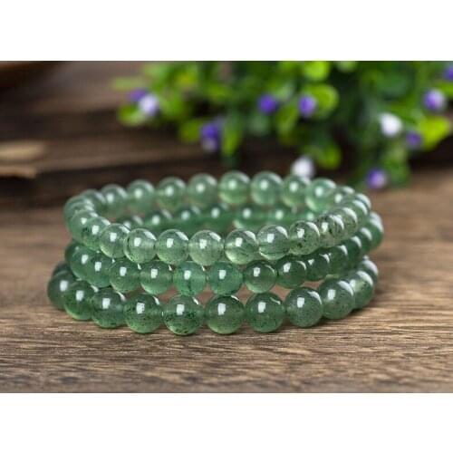 8" Green Strawberry Crystal Single Circle Bracelet Strawberry Bead bracelet