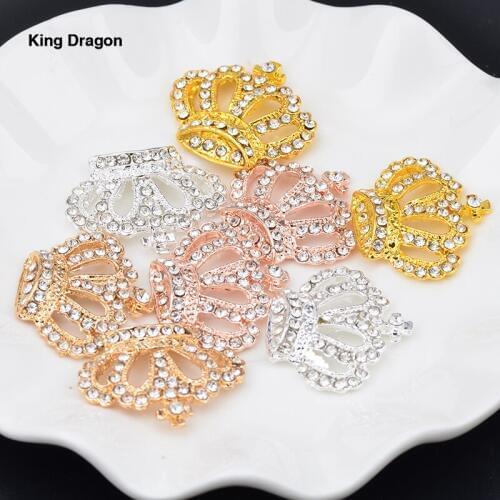 King Dragon Rhinestone Crown Embellishment Used On Invitation Flat Back 28MM*24MM 100PCS/Lot 4 Colors Decoration Tiara KD541