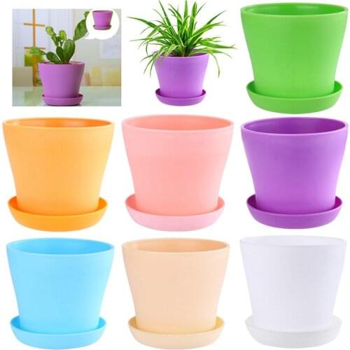 Colourful Plastic Flower Pot Succulent Plant Flowerpot Home Office Decor Gardening Bonsai Planting Flower Pot