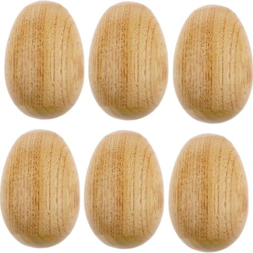 6 Pieces Handcrafted Wooden Egg Shaker Instrument Rattle Toy for Children