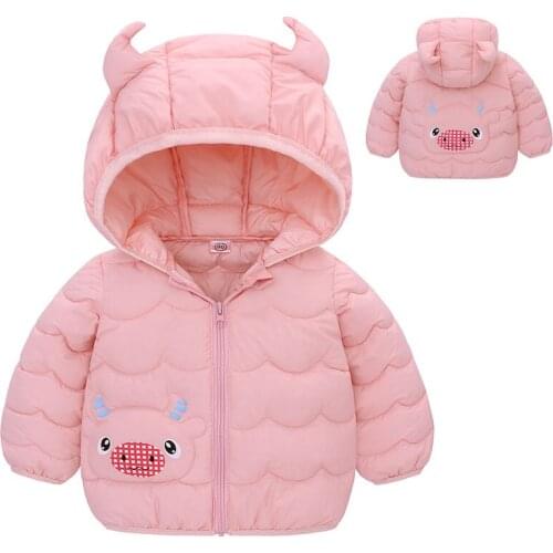 2021 Baby Girls Hooded Down Jackets For Kids Coats Autumn Boys Cartoon Warm Jacket Coat Toddler Girl Zipper Jacket Outerwear